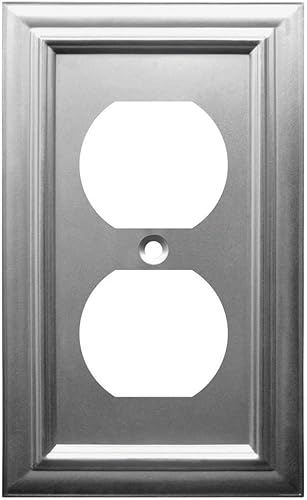 Amerelle Continental AmerTac 94BVB 1 tapa de tomacorriente en blanco, de metal fundido, con aspecto de bronce envejecido