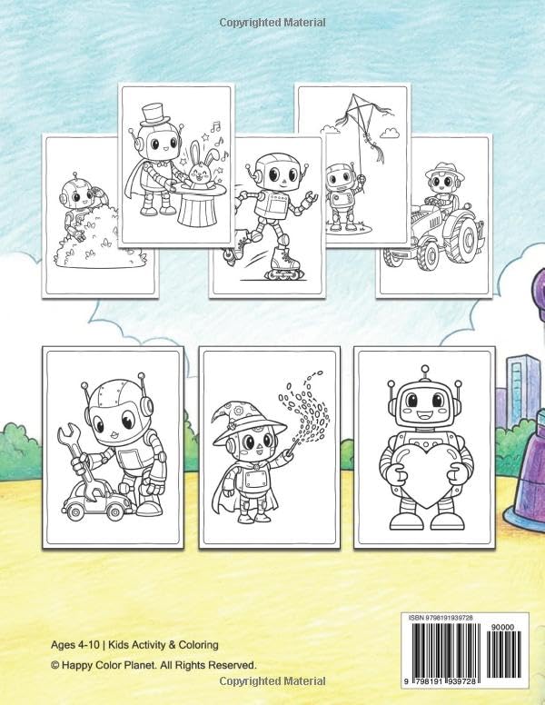 Robo-Fun Playground: A Future Tech Adventure Coloring Book for Kids Ages 4-10: Funny Robots, Gadgets, Gears, and Sci-Fi Scenes image 3