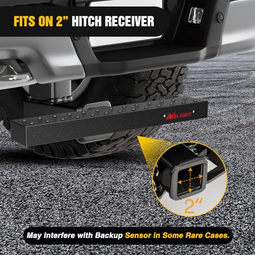 Image of Nilight Hitch Step with 2 inch Hitch Receiver Rear Bumper Guard Protector 23.5 Inch with 5 /8 inch Hitch Pin Clip Upgraded Textured Black Anti Slip Hitch Step Bar for Pickup Truck Car SUV