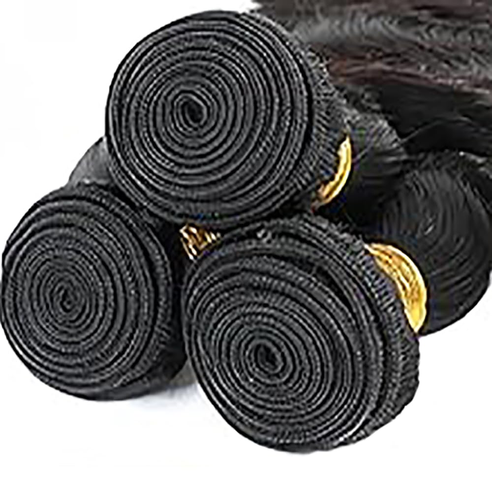 Human Hair Bundles Menschliche Haarverlängerung #1B Natural Black Color Body Wave Echthaar Tressen Human Hair Extension 3 Bundles Totaling 300 Grams 20 22 24 Zoll