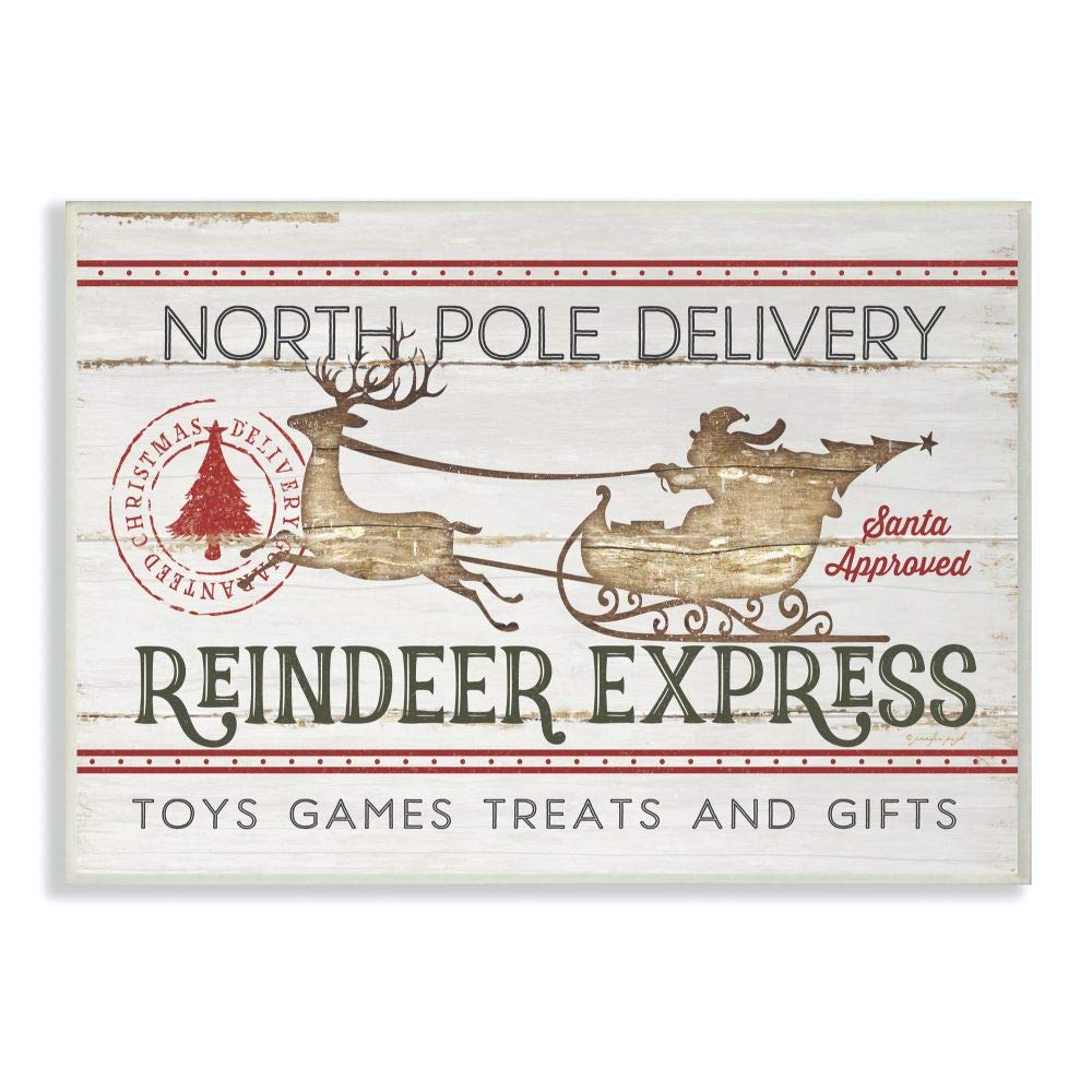 cuadro con letras NORTH POLE DELIVERY Y UN RENO