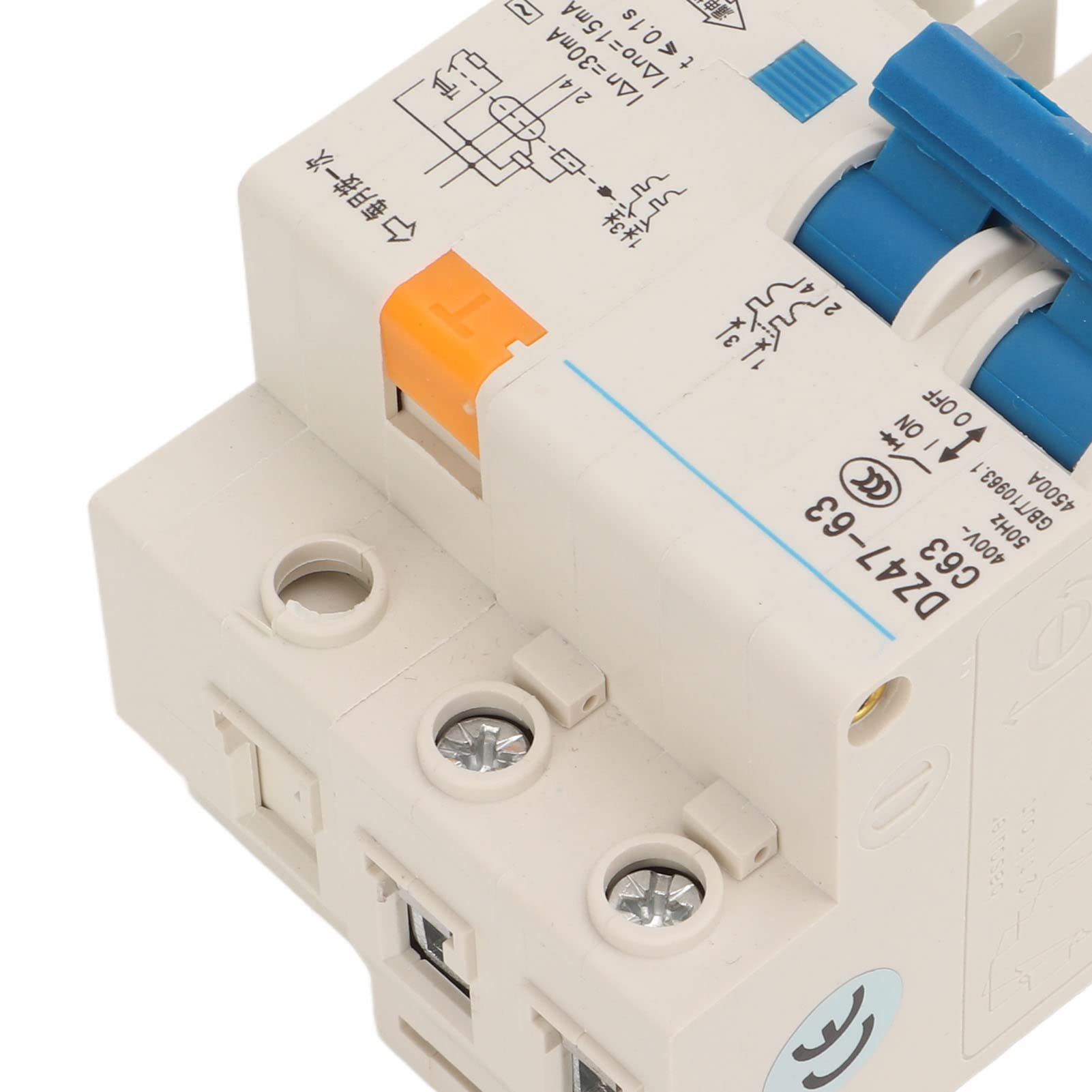 2P Miniature Circuit Breaker DIN Rail Mount Leakage Air Switch 63A 400V 50Hz for Home Lighting