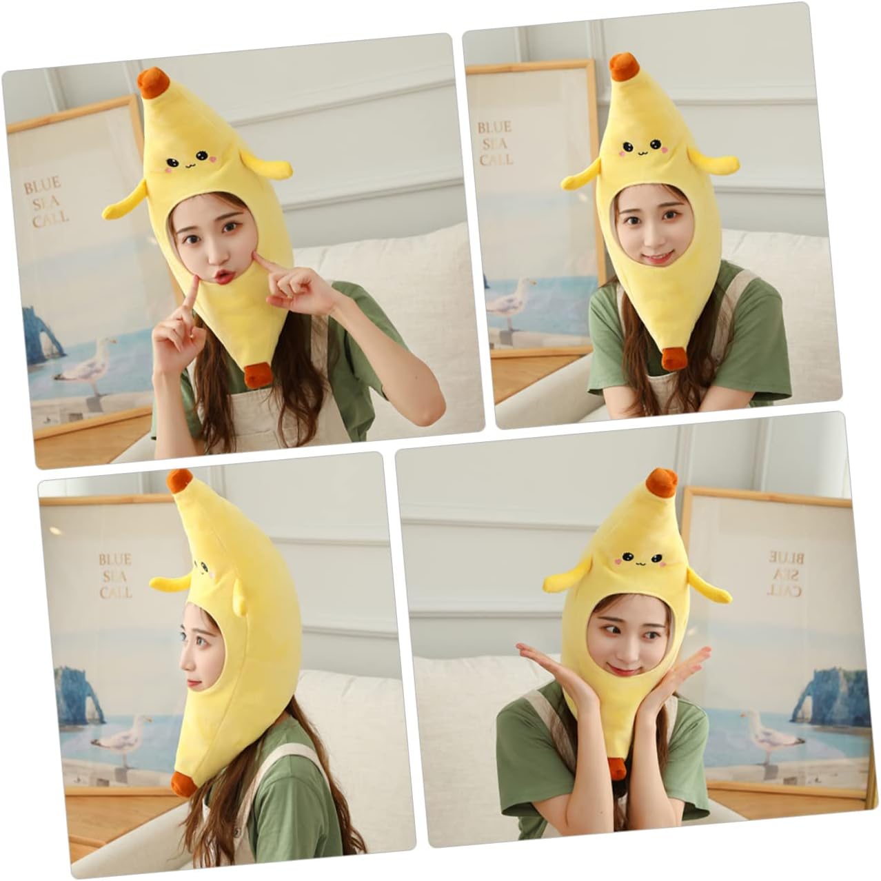 Funny Banana Head Cover Plush Party Costume Hat Soft Comfortable Novelty Headwear for Masquerade Festivals Role Plays Dance Performances - Image 9