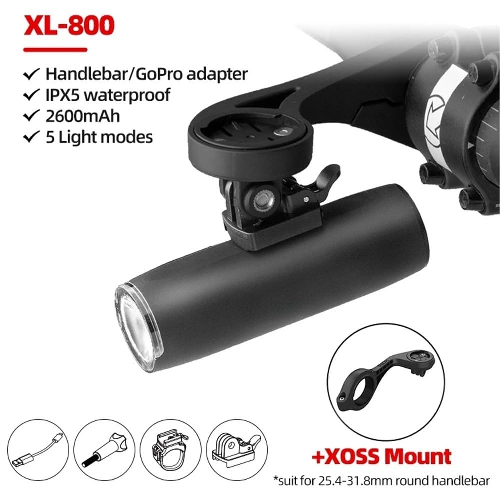 XL400/XL800 Lampa przednia rowerowa 400/800 lumenów USB akumulatorowa szosowa MTB przednia lampa rowerowa aluminiowa ultralekka latarka(XL800 with Taillight)