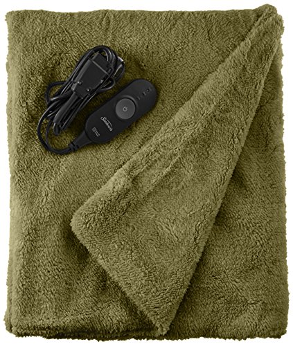 Sunbeam Heated Throw Blanket | LoftTec, 3 Heat Settings, Sage - TSL8TS-R660-31A00