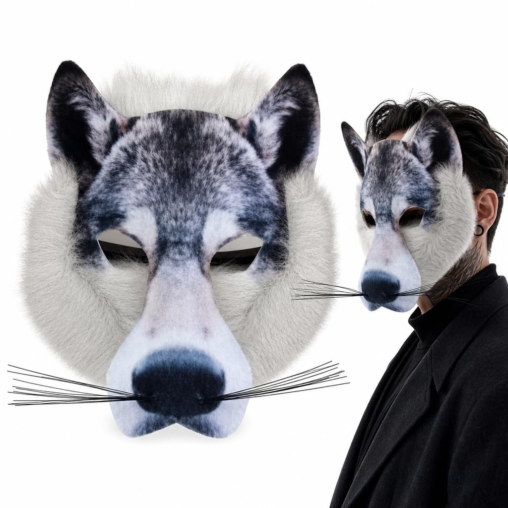 Efuwfugc Wolf Mask, Furry Costume Accessory, Therian Mask For Cosplay