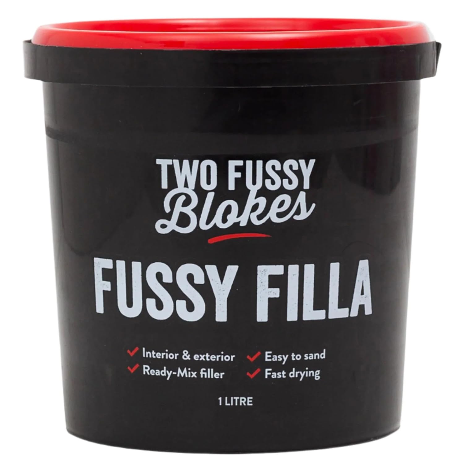 Two Fussy Blokes Interior & Exterior Fussy Filla Ready Mixed Filler – 200ml, 500ml, 1L & 4L – Fast Drying, Easy Sanding, No Shrink, Multi Surface Wood Plaster Brick Repair Compound (1lt)