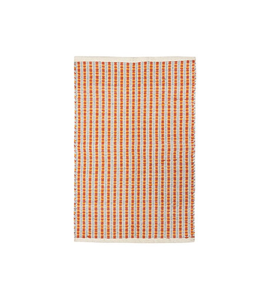 Tranquillo Baumwollteppich Teppich Stripes orange Läufer handgefertigt 100% Baumwolle, Wohnzimmer Schlafzimmer Kinderzimmer Flur, 90 x 60 cm