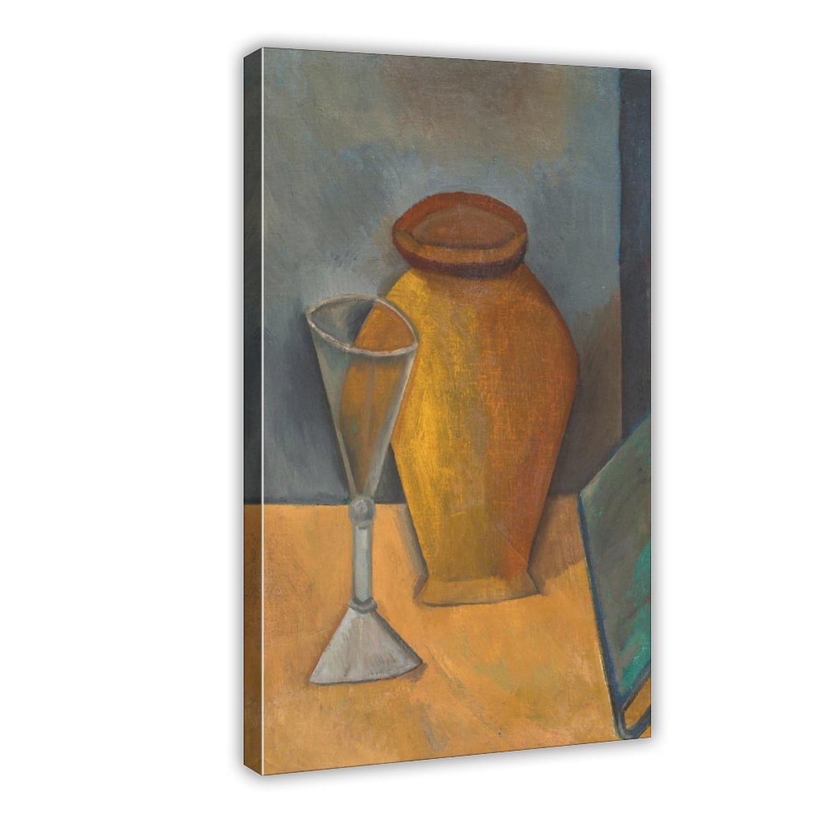 Stampa su tela con stampa di opere famose di Pablo Picasso Pot, vetro e libro, per camera di ragazzi e adolescenti, stampa su tela, 50,8 x 76,2 cm