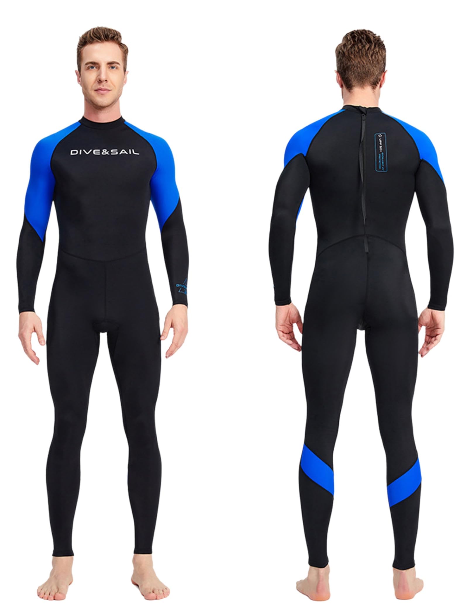 Neoprene Suit Uomo Lungo Tuta Subacquei Protezione Uv Costume Bagno Maniche Lunghe Costume Monopezzo Abbigliamento Bagno Snorkeling Surfing E Nuoto Blu 3XL