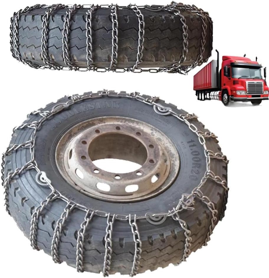 9mm Set of 2 Heavy Duty Snow Chains for Suvs and Cars Skid Traction Chains High Strength Manganese Emergency Use for Tire Reliable in Snow 295/80R22.5 2pcs 9.00R20