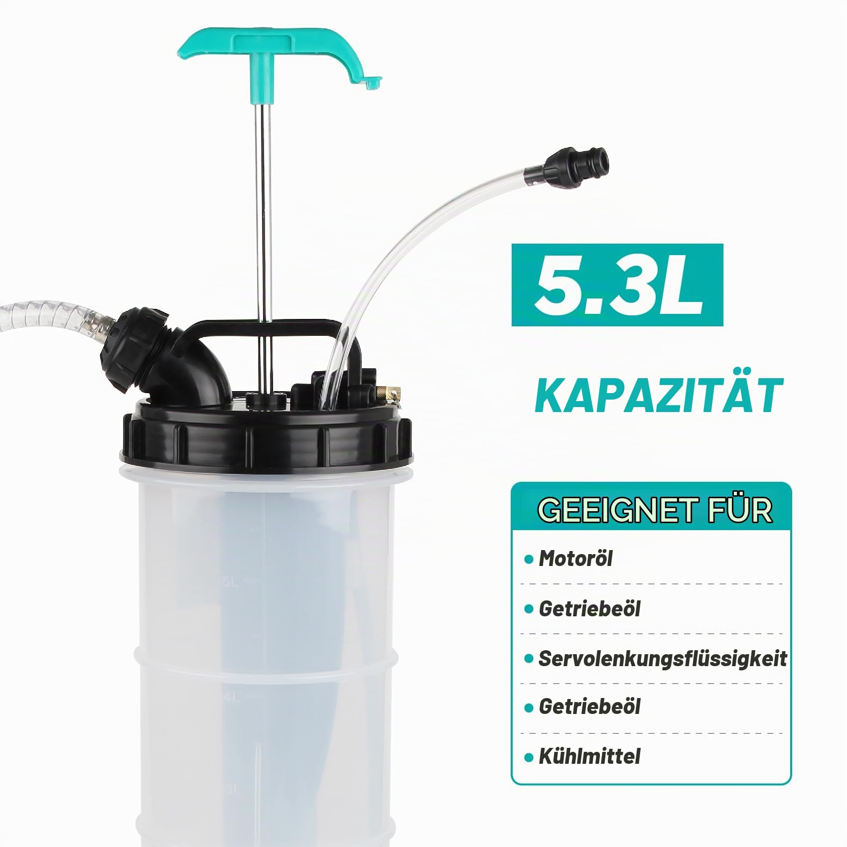 5.3 Liter selbstansaugend/manuelle Ölsaugpumpe, einschließlich 4-Schläuche, Ölpeilstab und Bremslösungsschlauch mit Einwegventil, Vakuumölwechsel, Autoölablauf