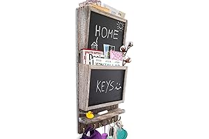 Rustic Farmhouse Mail Organizer for Wall - White Wood Mail Sorter with...