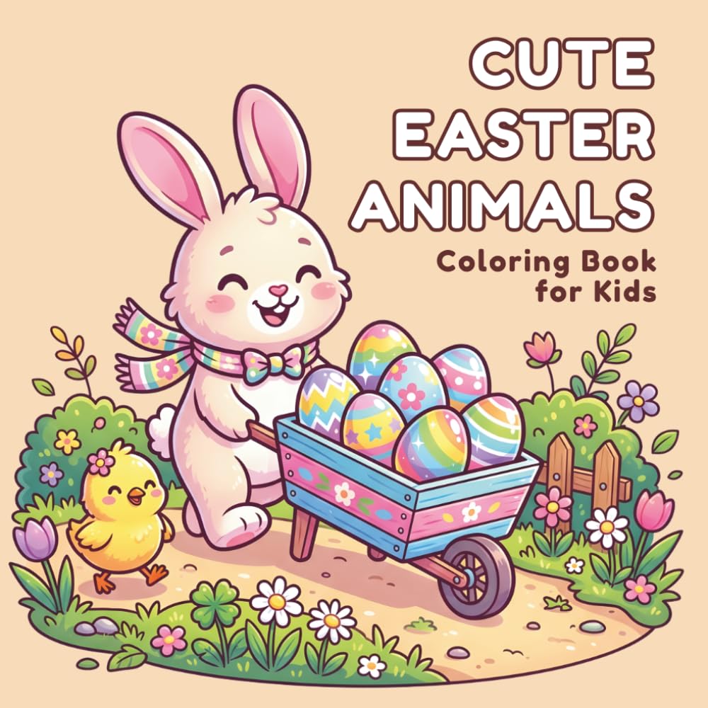 Cute Easter Animals Coloring Book for Kids: Adorable Bunnies, Chicks and Easter Eggs | Fun and Easy Spring Coloring Pages for Kids Ages 4-8