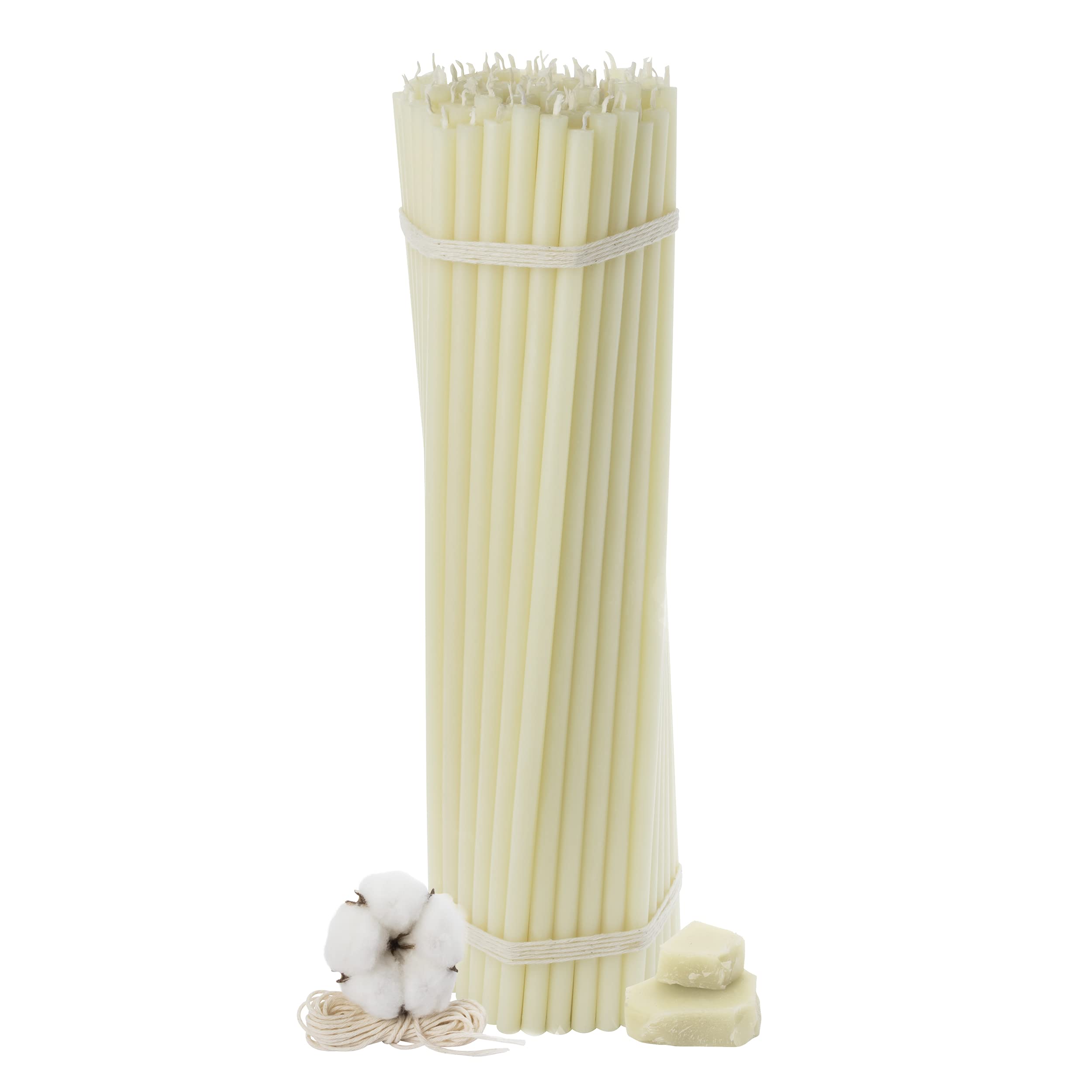№30-100 Stk. Weiße Bienenwachskerzen-Kollektion: Traditionelle Stab- und Haushaltskerzen, Ritualkerzen sowie farbige Wachskerzen ein Set für Rituale L-29,5 cm Ø-8,5 mm, 150 Min Brenndaue