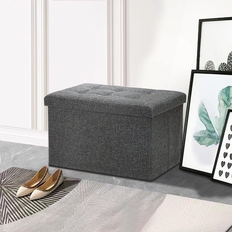 Frixovel Coffre de Rangement, Ottoman avec Espace de Stockage, Banc de Rangement Intérieur Repose-Pieds,pour Salon, Chambre, Entrée(Gris, 76x38x38cm)