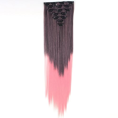 Miniatura 5 de Extensiones de cabello negro, 24 pulgadas23.6 in, 4.59 oz, 7 unidades por juego de extensiones de cabello sintético largo y lacio para mujer (1#