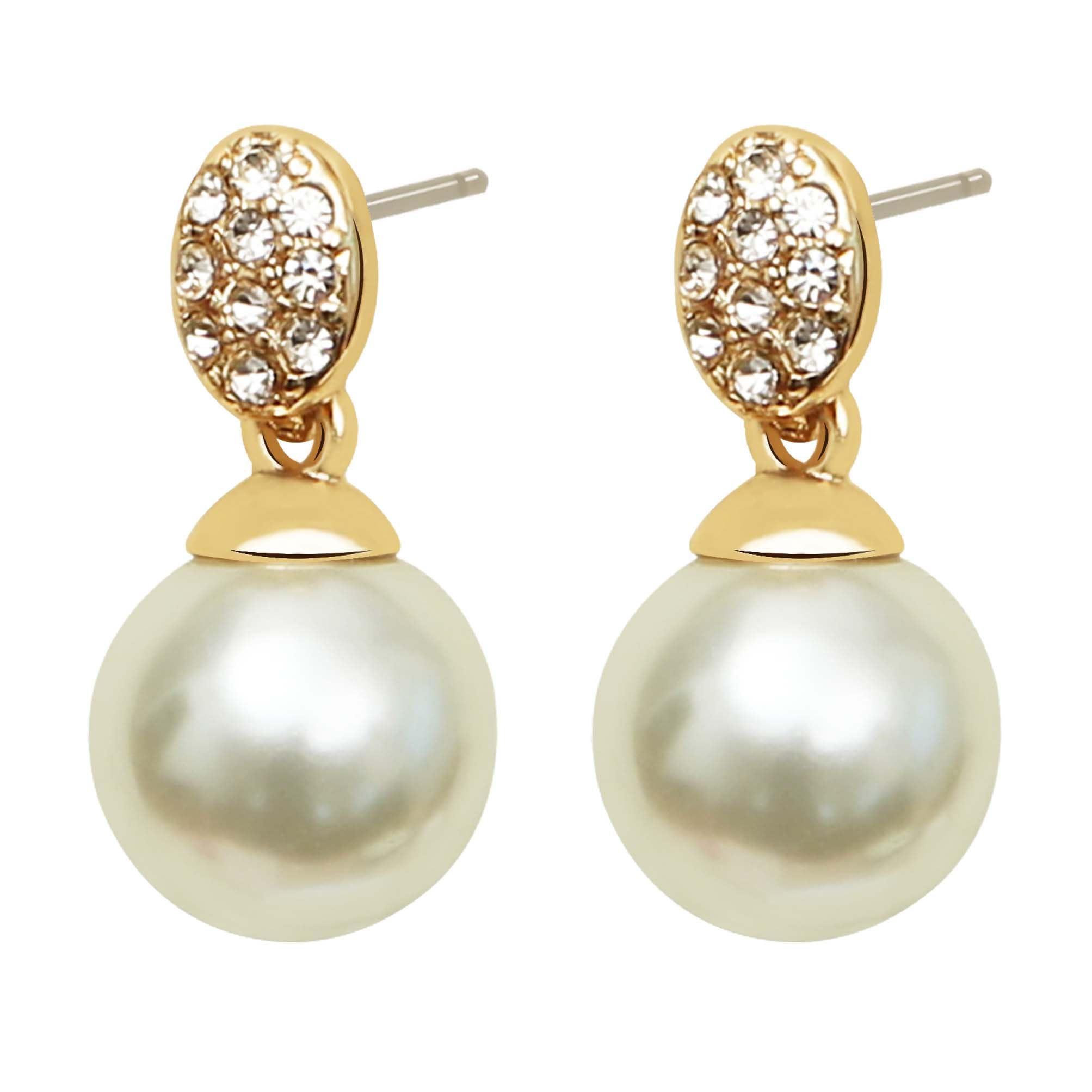 Pearl Earrings for Women dangling 14K Gold Pearl Drop Earrings Stud 5A Diamond Dangle Fashion Elegent Jewelry