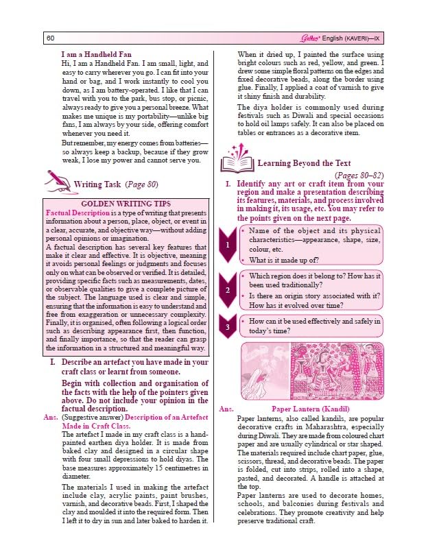 Image of Golden English Study Material Based on New NCERT Textbook Kaveri for Class-9 | For 2027 CBSE Exams (R1 and R2) | Summary | Reading | Writing | Grammar| Sample Papers | Objective Type Question Bank