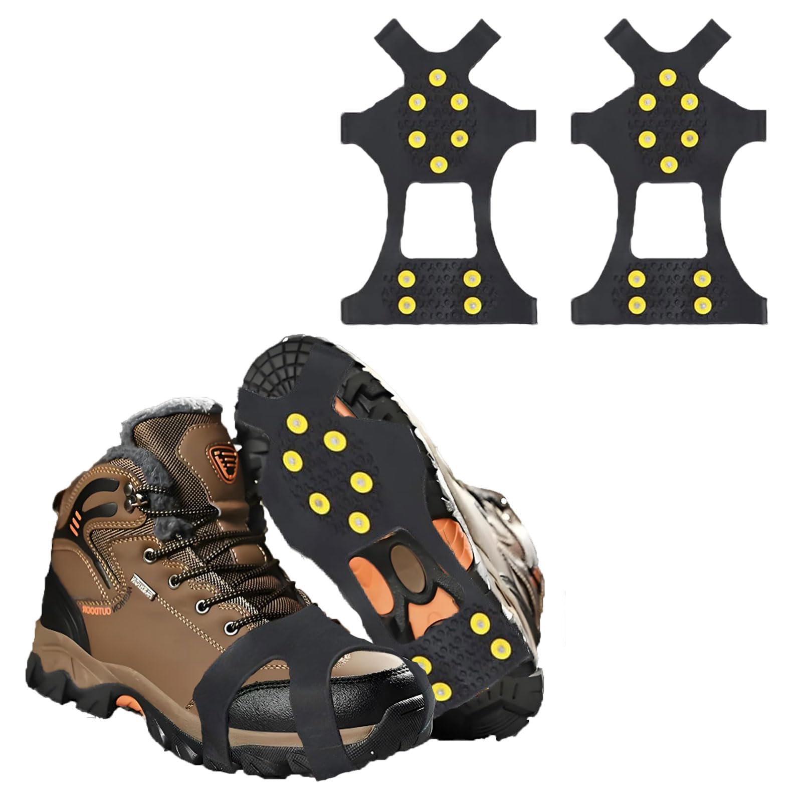 Crampons Randonnée Neige Crampons Antidérapants Chaussures, Crampon Neige, Glace Traction Crampons Antidérapant, Crampons Pour Bottes De Randonnée Pour La Marche, Le Jogging Chaine Chaussure Neige