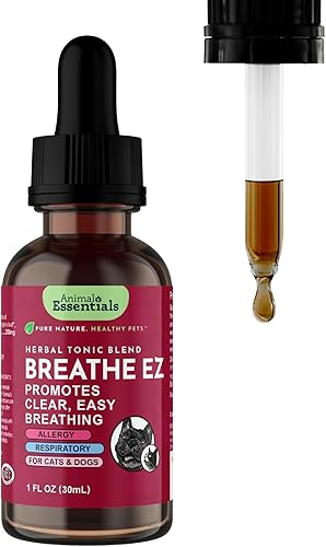 Animal Essentials Breathe EZ Suplemento de hierbas para perros y gatos, 1 onza líquida, apoya la respiración clara y saludable