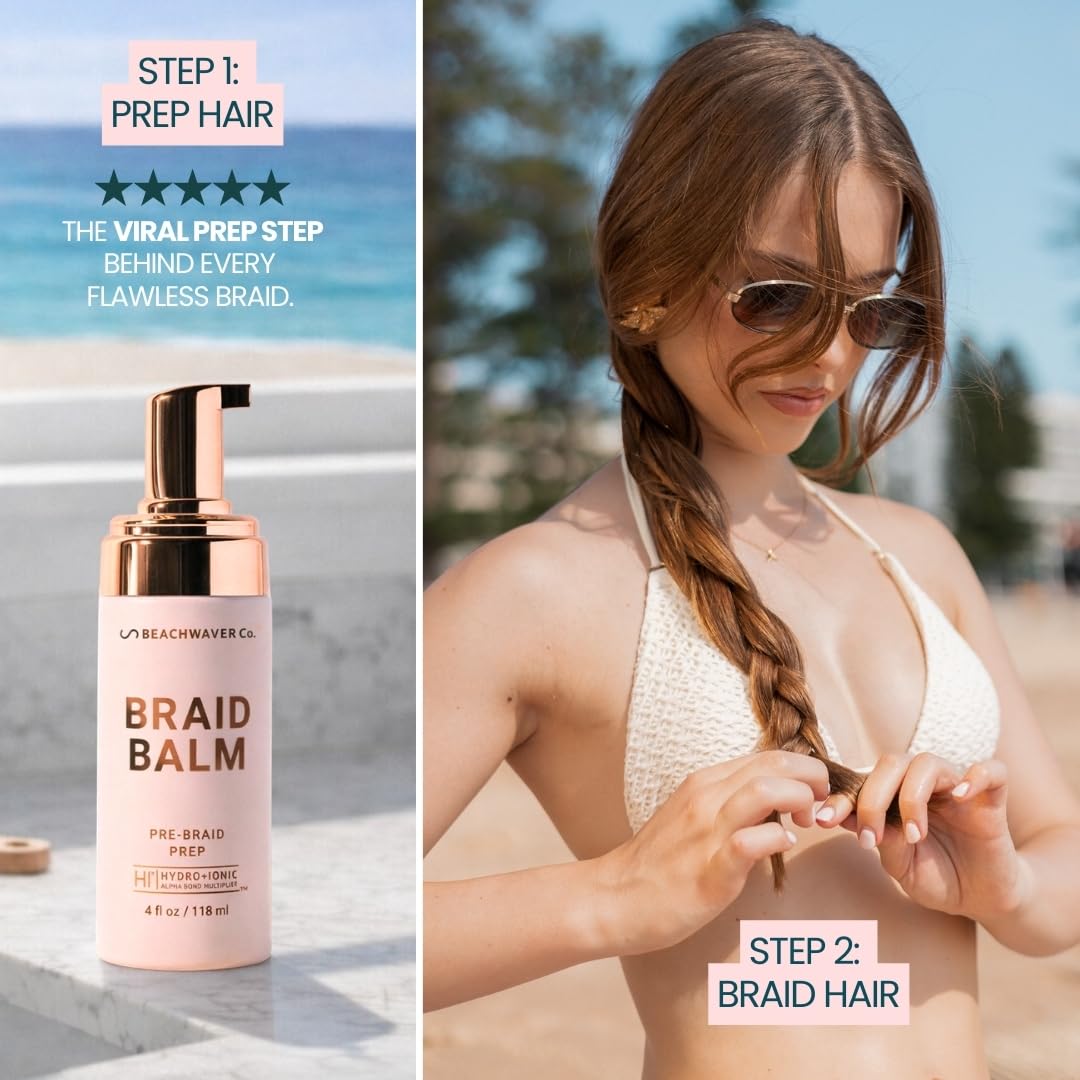 The Beachwaver Co. Braid Balm Pre-Braid Prep Foam, 4 Fl Oz