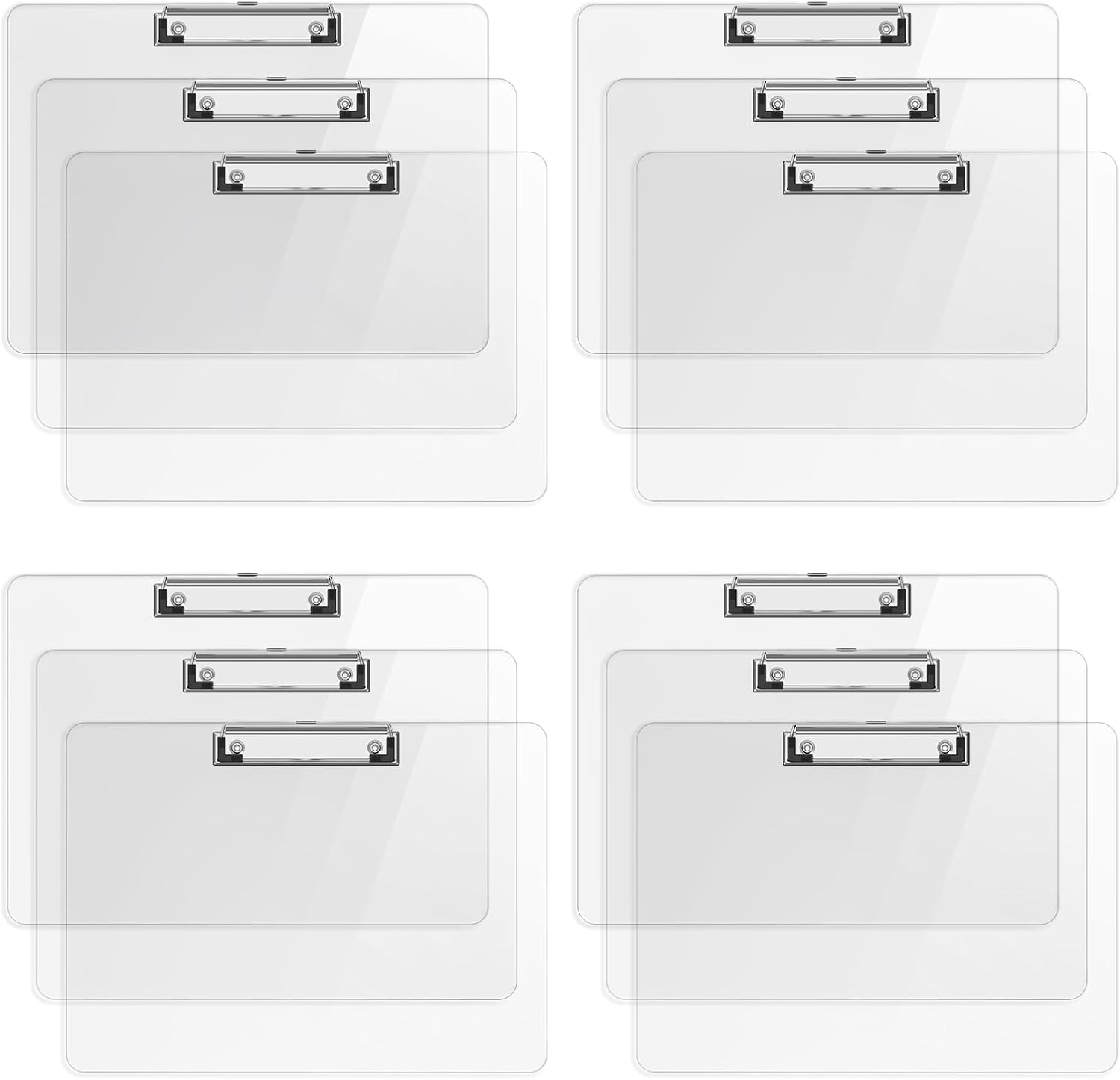 Horizontal Plastic Clipboards, Black Clip Board 8.5x11 for Classroom, Students, Kid, Size 9 x 12.5 in, Landscape Layout, Office & School Supply(Pack of 30)