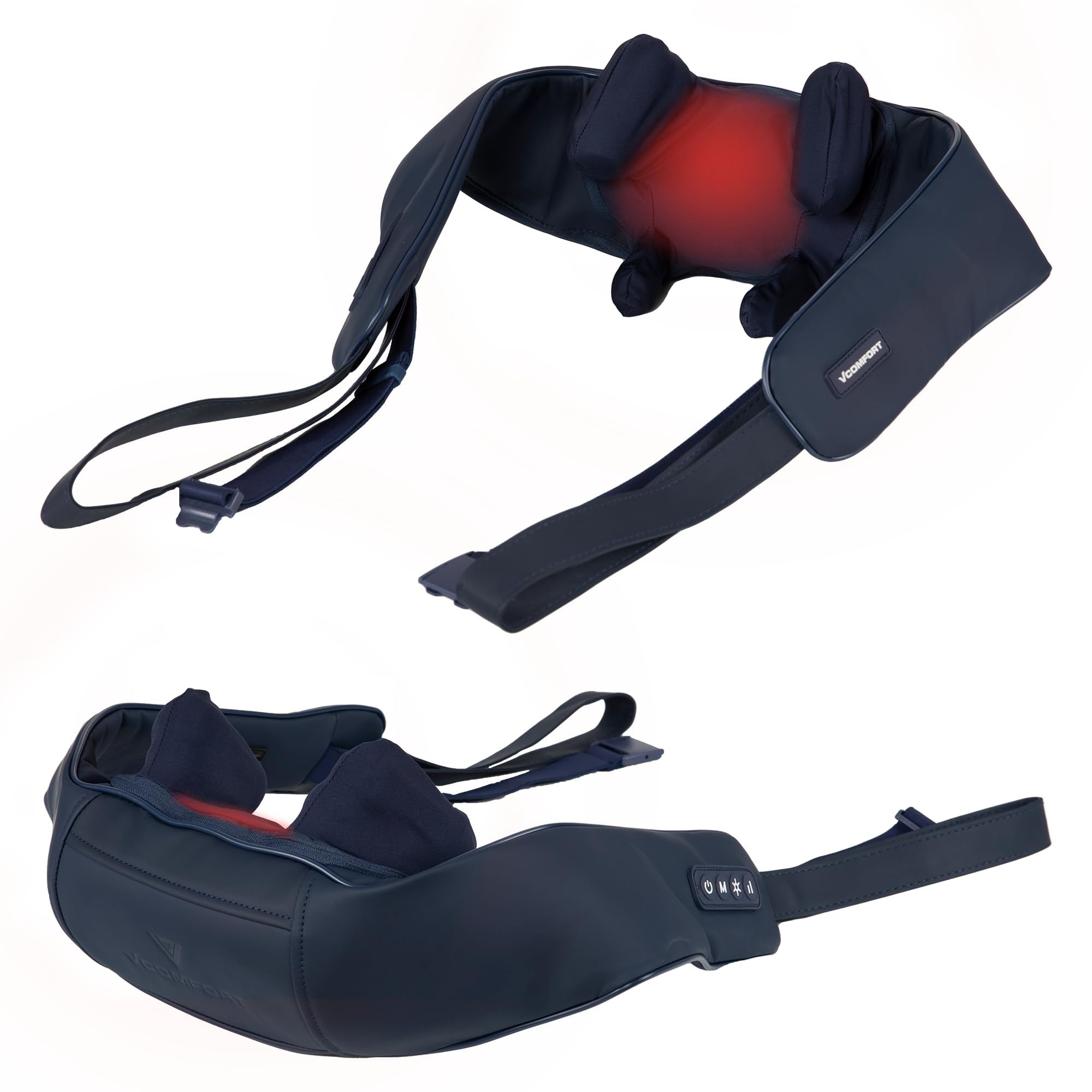 Massaggiatore Shiatsu per collo e spalle con calore, senza fili, 8D, per impastare tessuti profondi per trapezio, collo, schiena, polpacci e gambe, ricaricabile