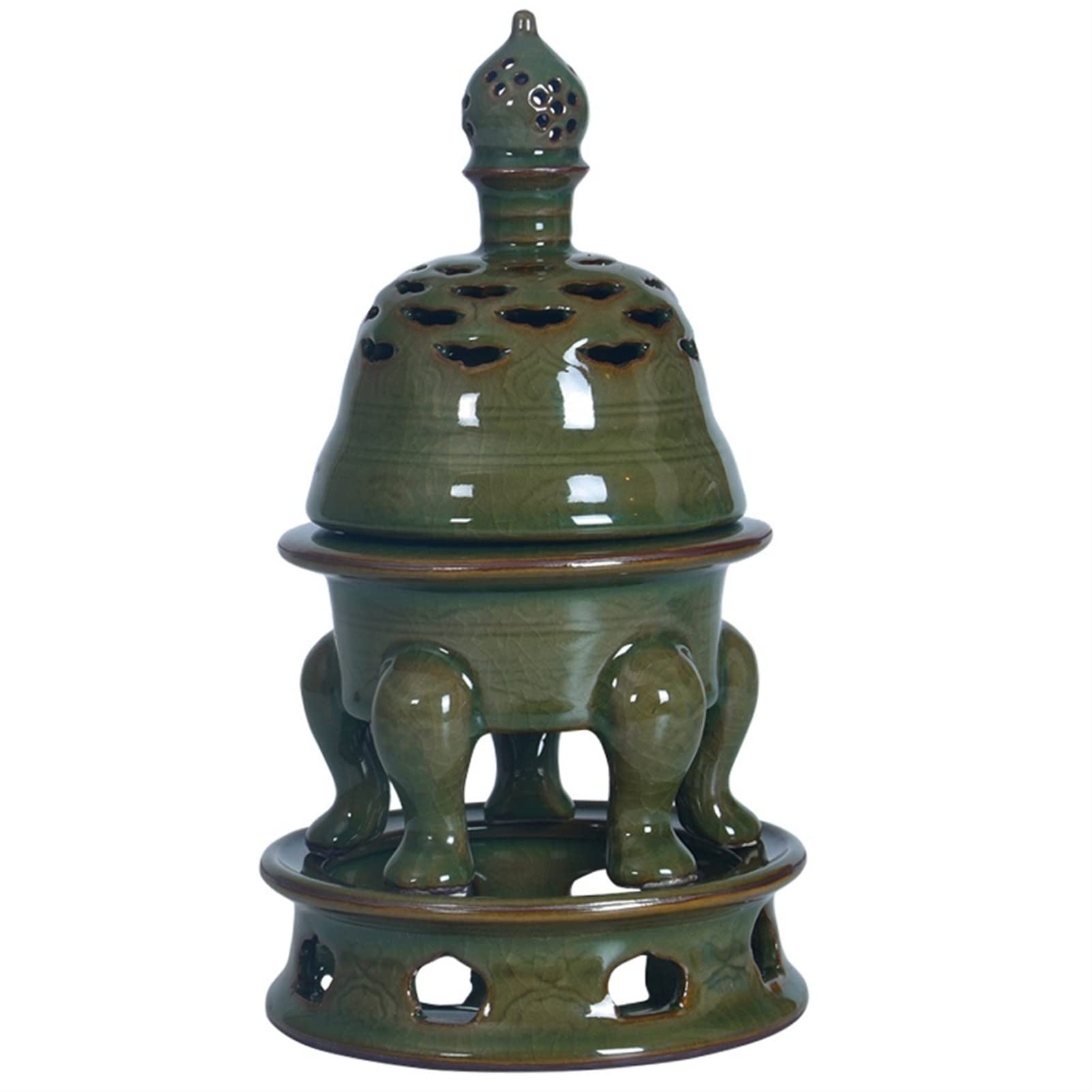 Quemador de incienso de cerámica con tapa, incienso incensador for cono/bobina/palos, titular de censas de porcelana, decoración del templo de yoga de té de la oficina en casa de Té Oficina Hogar
