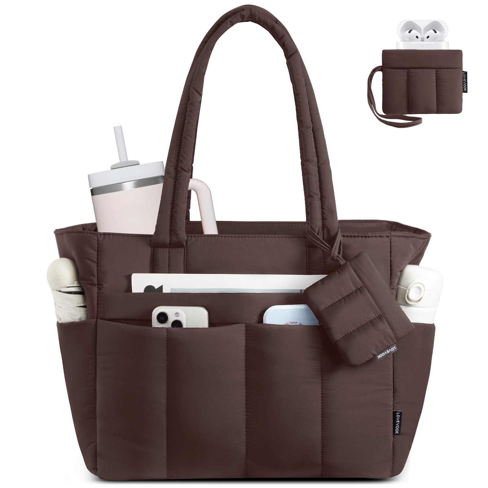LOVEVOOK Borsa a mano da donna con chiusura lampo, leggera, da lavoro, scuola, insegnante, con scomparto per laptop, per lavoro, ufficio, università, viaggi, shopping