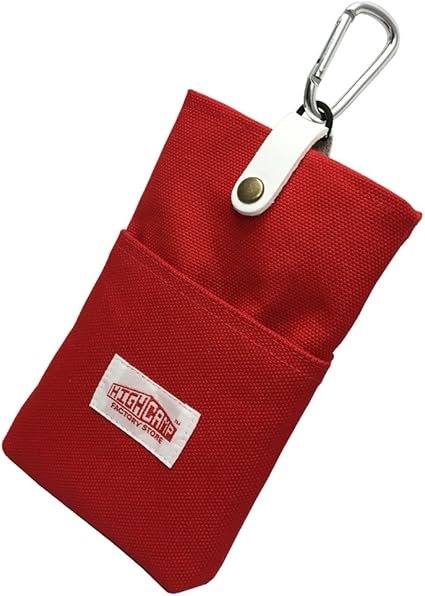 Amazon Highcamp ハイキャンプ ハンドメイド 帆布 ハンプ 製 ポケット付き スマホポーチ レッド カラビナ付き 多機能 オーダーメイド 選べるホックカラー おしゃれ かわいい Iphone Android 携帯 スマホ スマートフォン ポーチ マルチポーチ Highcamp ホルスター