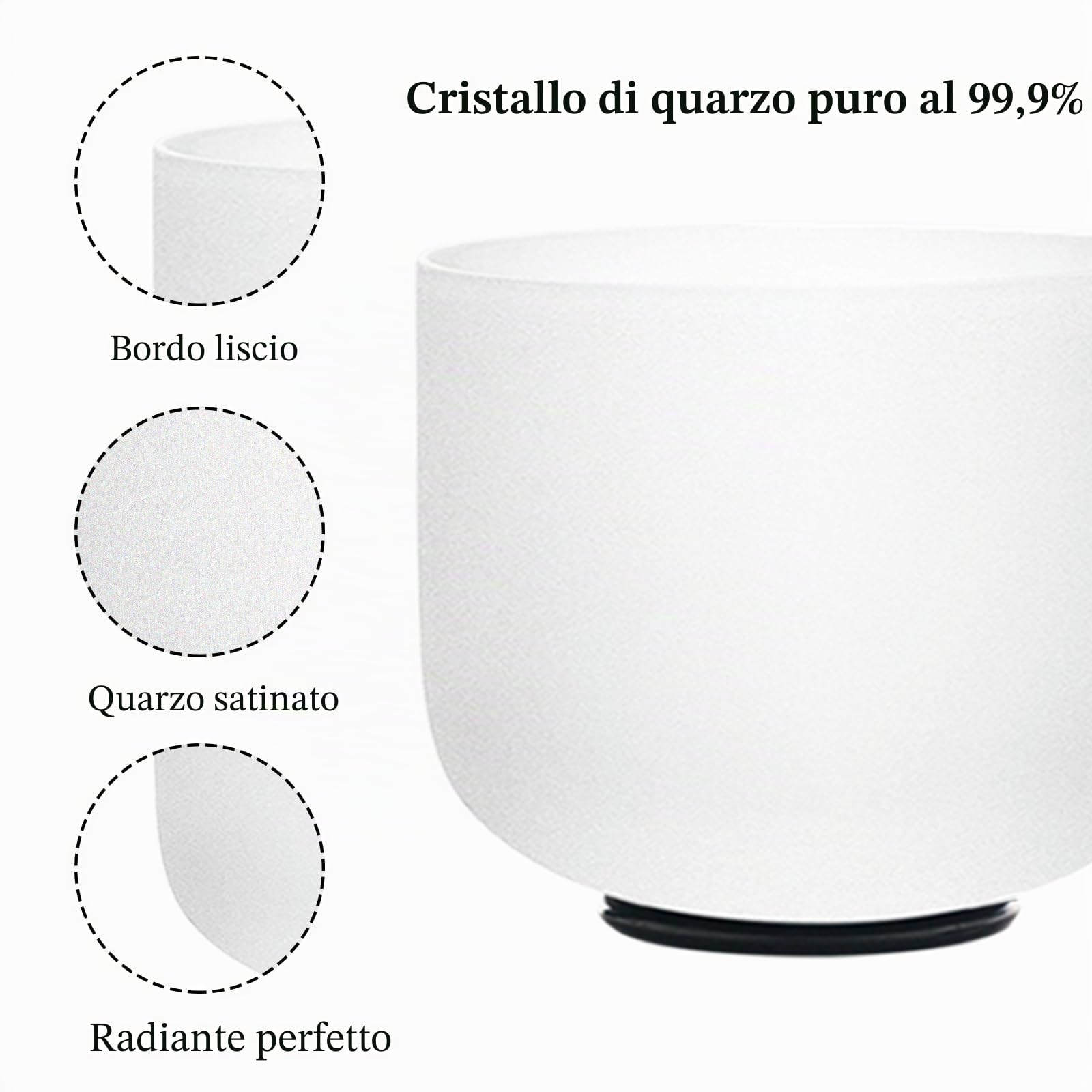 KVKA Ciotole tibetane da 25 cm, 432 Hz, nota C 10 pollici, bianco Chakra Sound Healing ciotola sonora per meditazione, riduzione dello stress, rilassamento con borsa per il trasporto