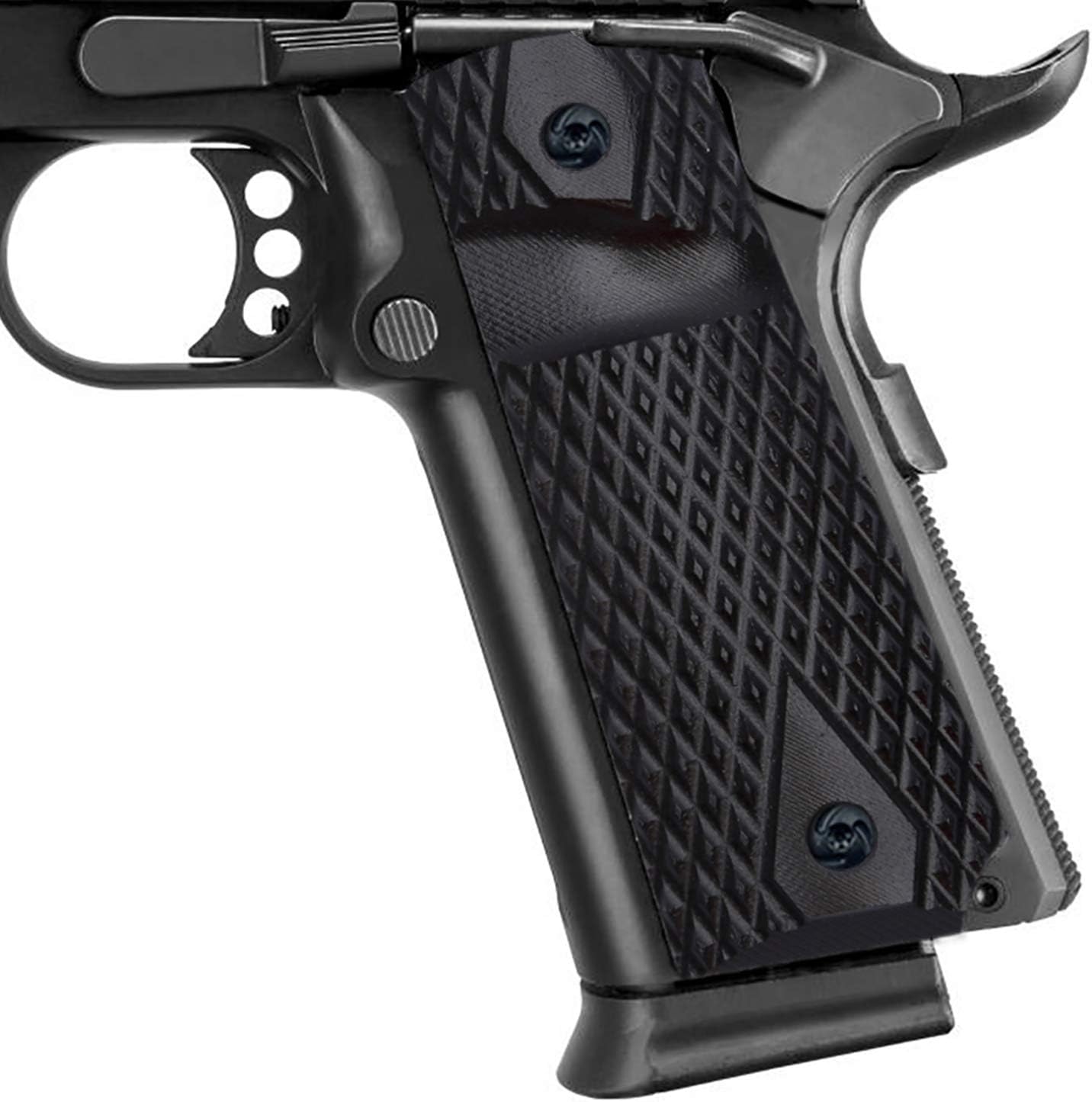 Guuun G10 Grips for 1911 Full Size, Diamond Cut Big Scoop Texture Fit for Most Government Commander 1911 Pistol