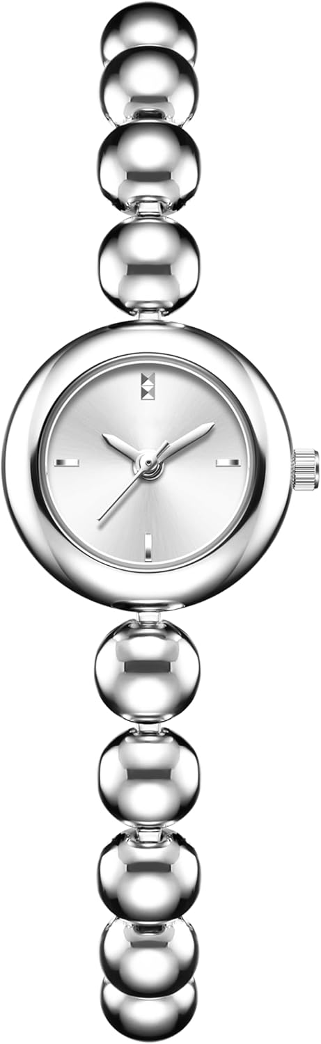 findtime Women Gold Watch Beaded Bracelet Vintage Dainty Silver Ladies Watches Jewelry Analog Dress Small Round Luxury Wrist Watch Reloj para Mujer