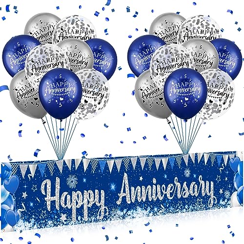 �u���[�n�b�s�[�A�j�o�[�T���[�f�R���[�V���� �j�����p �V���o�[�u���[ Happy Anniversary �o�i�[�ƃo���[��18�� �p�[�e�B�[�f�R���[�V���� �����L�O���f�R���[�V�����L�b�g�p�i