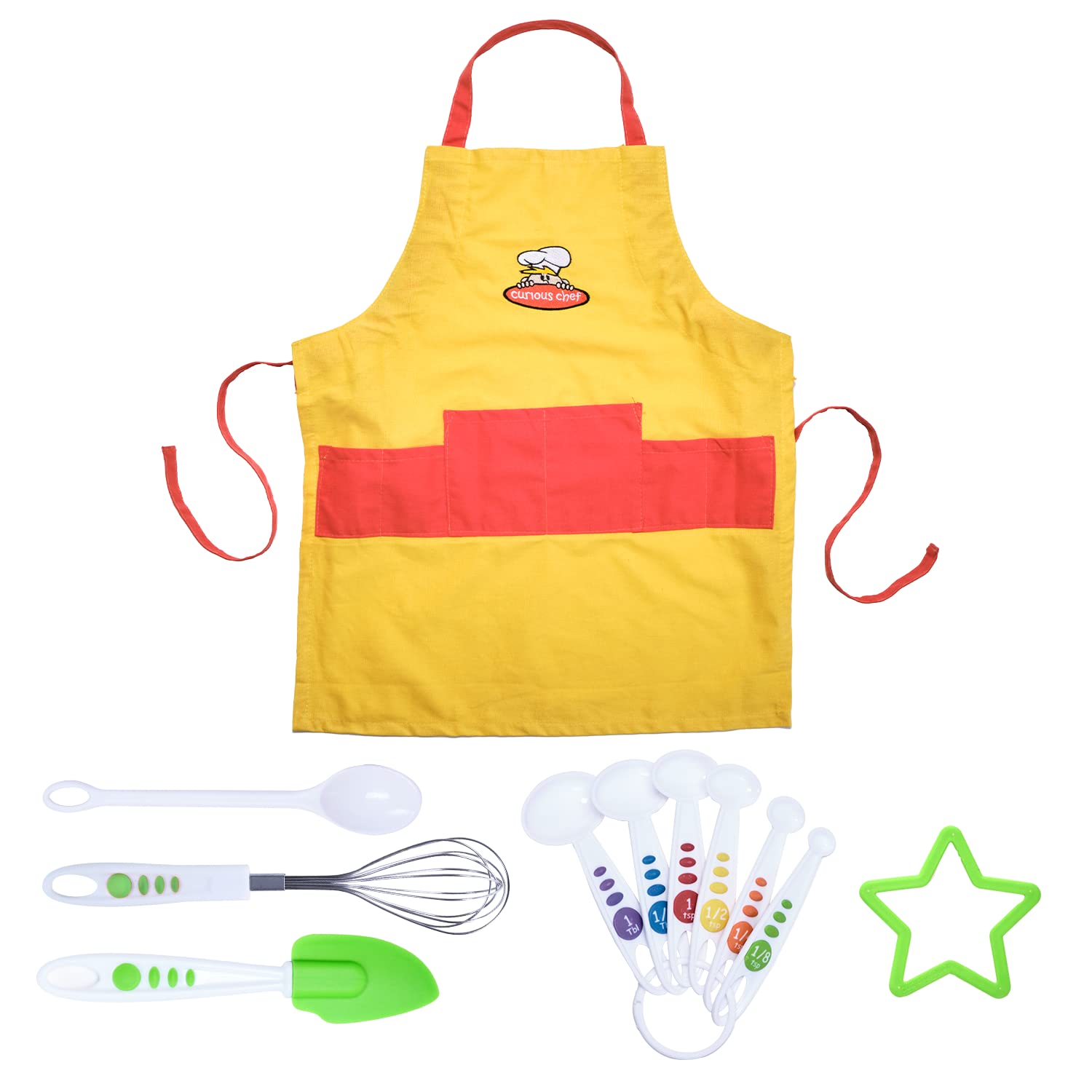 Curious Chef 11 Piece Child Chef Starter Kit, Orange/Yellow