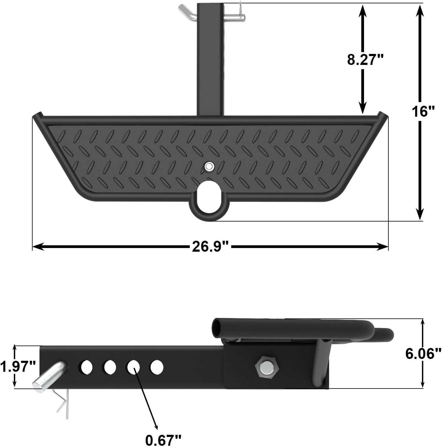 Hitch Step 2 inch Receivers, Fit Trailer,Tow,Truck Hitch Step,Tailgate Step,Hitch Steps for Pickup Truck,Hitch Bumper Guard Heavy-Duty Tow Straps 27 inch Platform