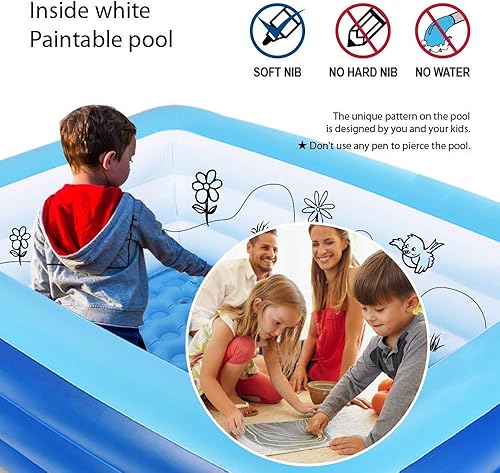 Miniatura 4 de Piscinas inflables, piscinas infantiles, piscina inflable familiar con suelo suave, piscina duradera de 82 pulgadas, diversión acuática de verano