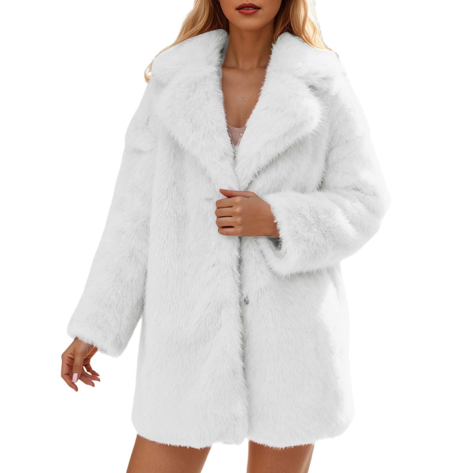 Chaqueta de manga larga de imitación de pelo sintético de lujo, elegante abrigo de invierno con cuello chal, cálida, de tallas grandes, suave forro polar.