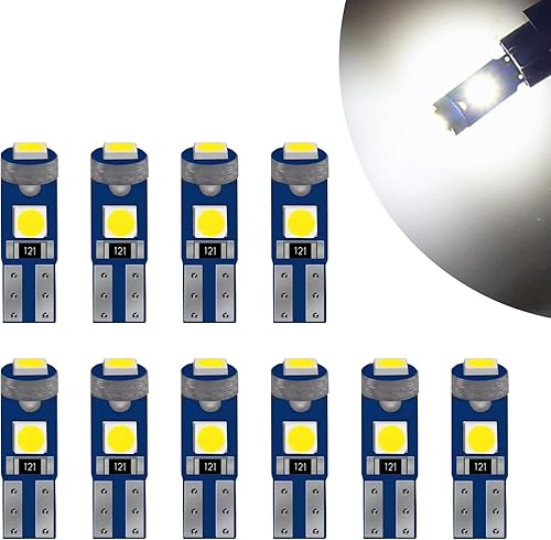 10 luces de instrumentos de coche T5, 3030 3SMD DC 12V luz indicadora LED de alto brillo, 6000K 50000H Canbus 360 Plug Play, compatible con
