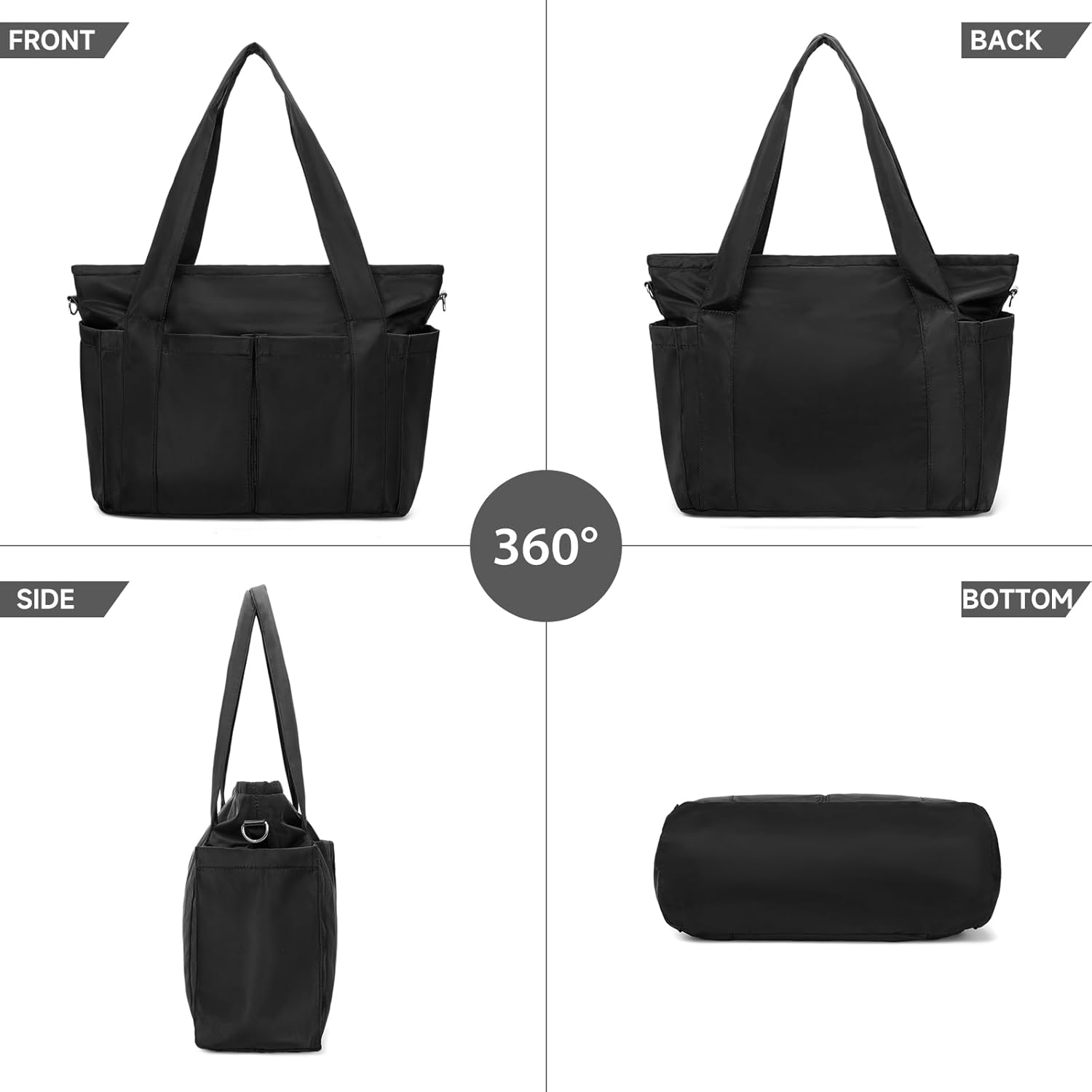 Nylon Tote Bag for Woman Large Lightweight Crossbody Shoulder Bag Tote Handbag with Detachable Strap for Travel - Image 7