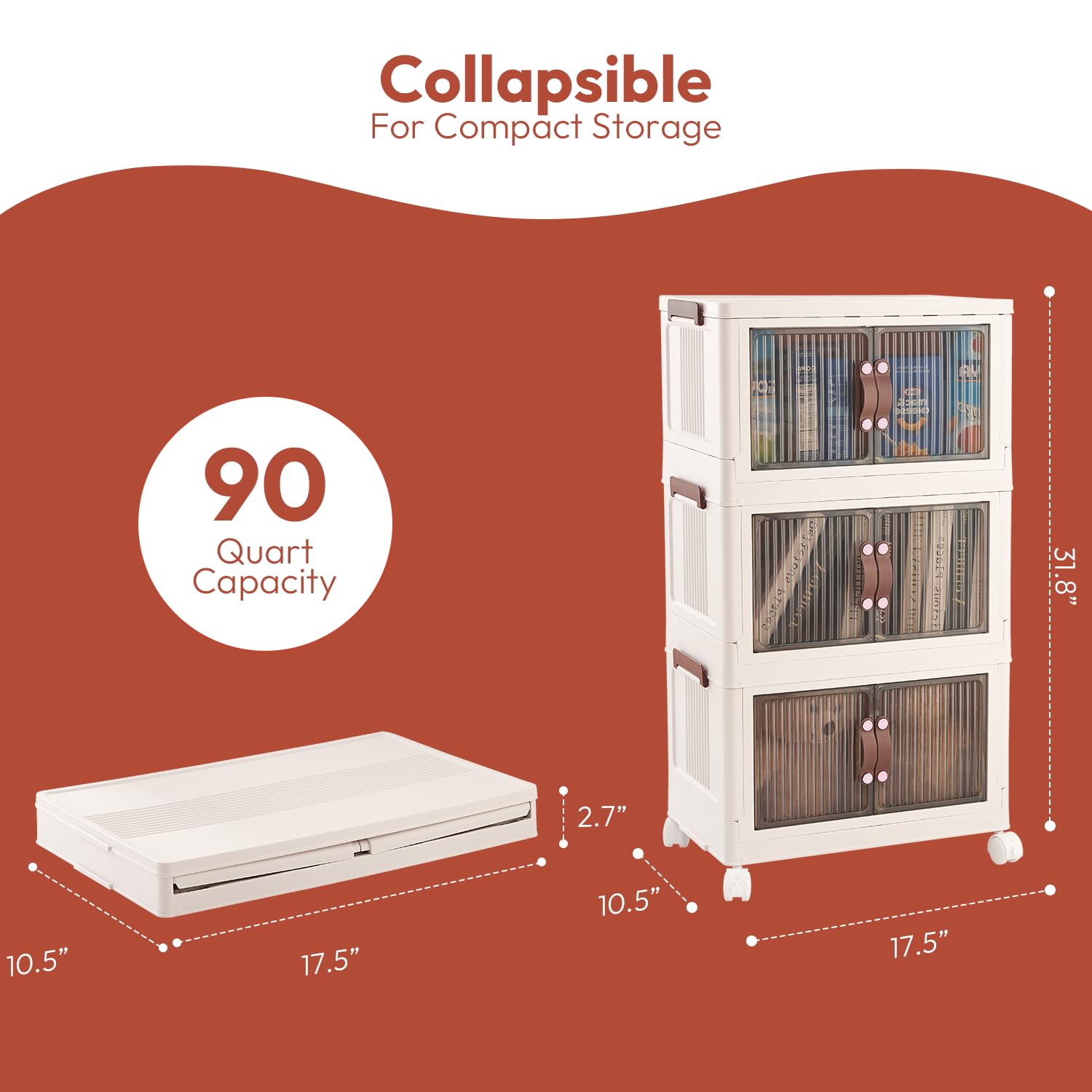 Amazon.com - PROKTIK 30 QT 3 Tier Folding Storage Bins with Doors