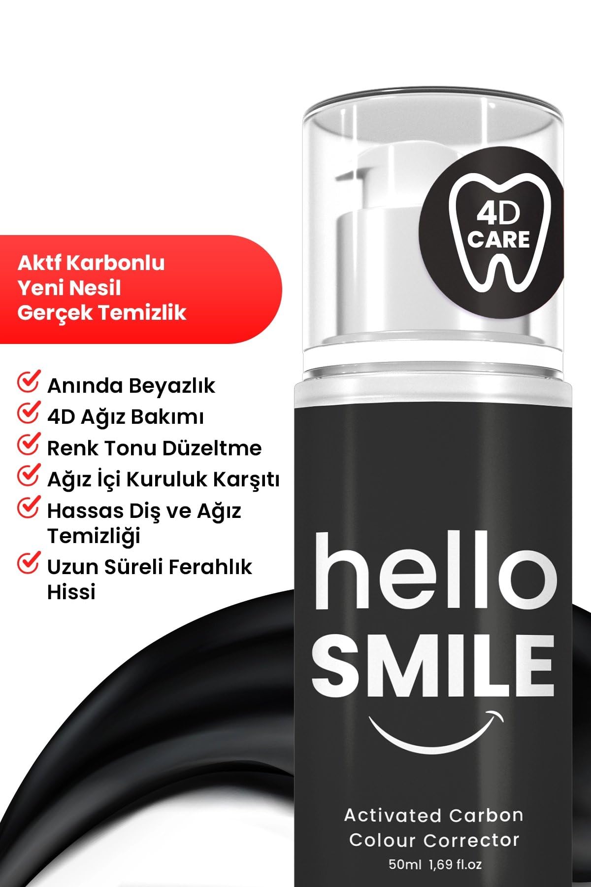 Hello Smile Aktif Karbonlu Anında Beyazlatıcı Diş Jeli