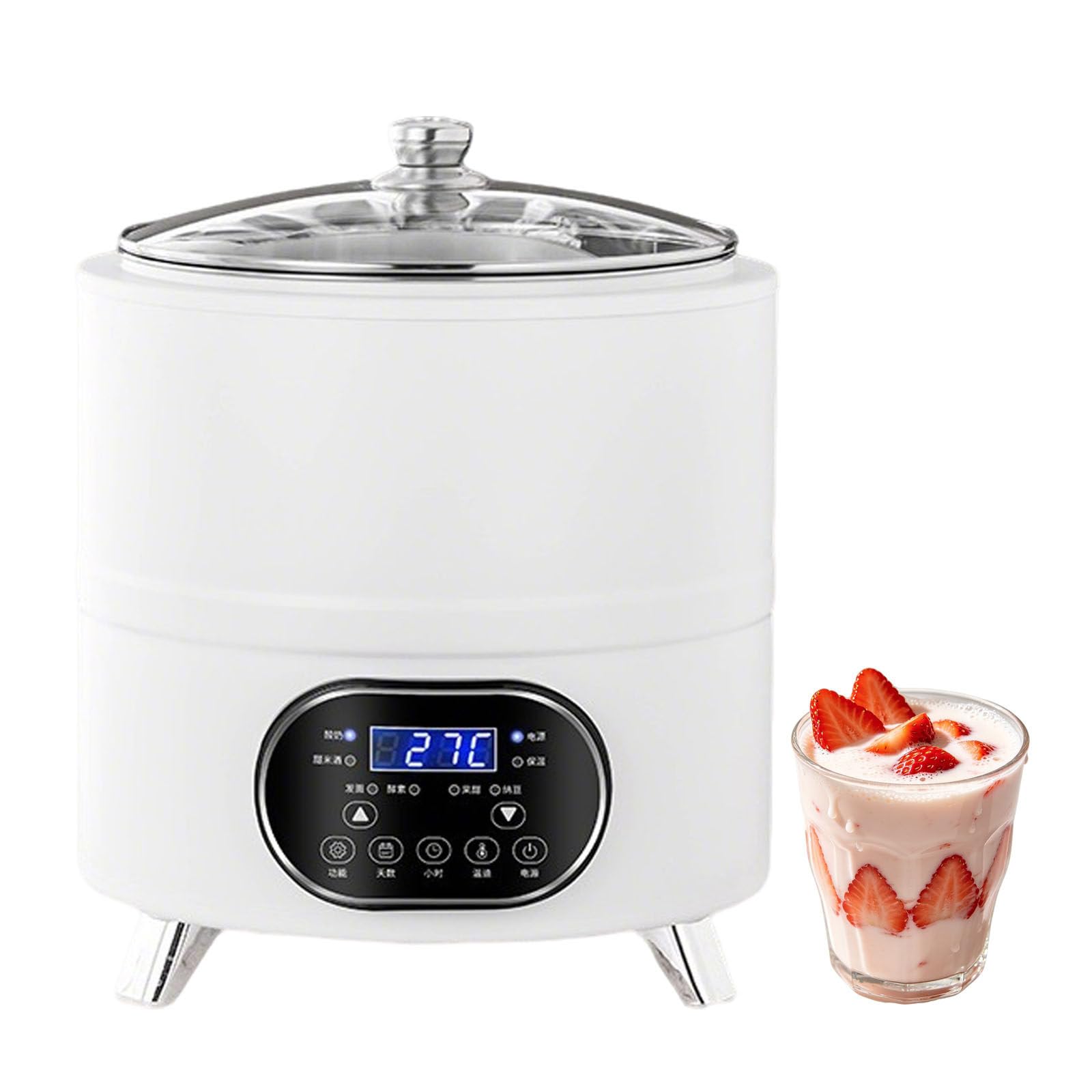 Maszyna Produkcji Jogurtu 8L/8Qt,Jogurtownica Z Kontrolą Czasu I Temperatury,Komercyjna Maszyna Produkcji Jogurtu,Maszyna Fermentacji Czarnego Czosnku Słodkiego Wina Ryżowego,Dom 12L-White