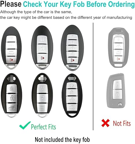 Miniatura 2 de Funda protectora de cuero para llavero de Nissan Rogue Titan Pathfinder, Altima Kicks Murano Frontier Armada Maxima Infiniti (negro)