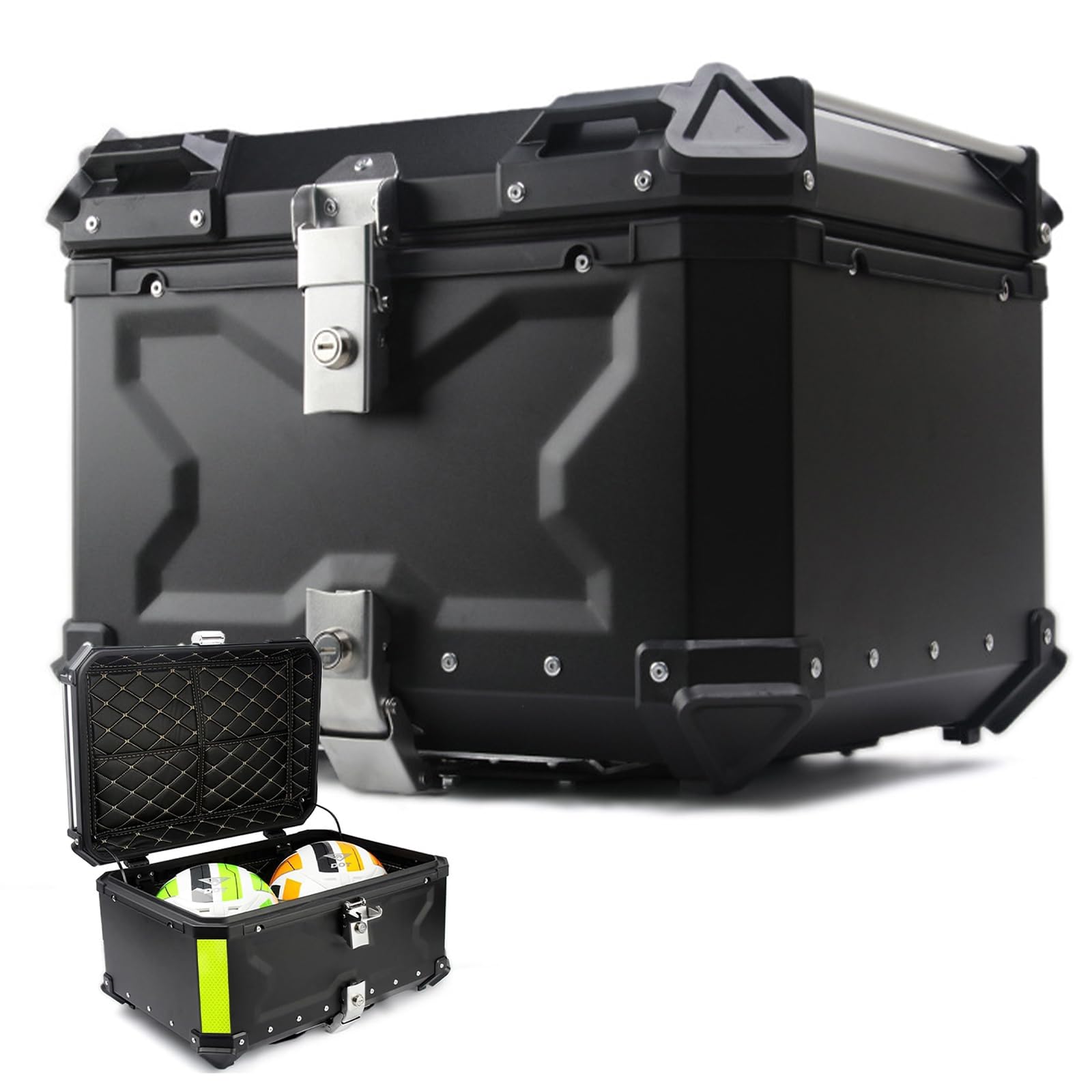 Boîte de transport de casque en aluminium noir 80L pour vos voyages à moto et scooter