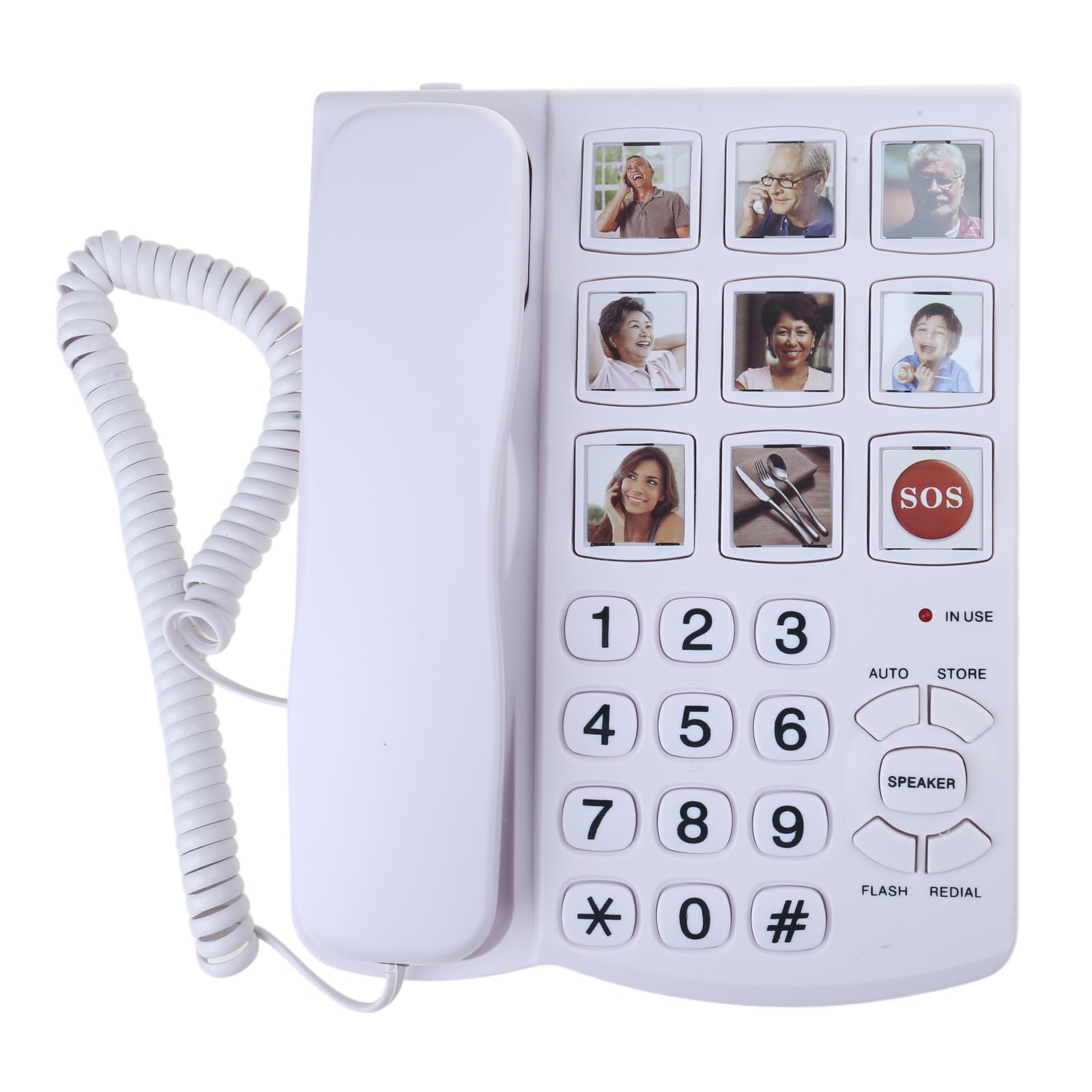 Telefono fisso per anziani con grande tastiera, chiamate in vivavoce e opzione di montaggio a parete, telefono fisso da scrivania o da parete