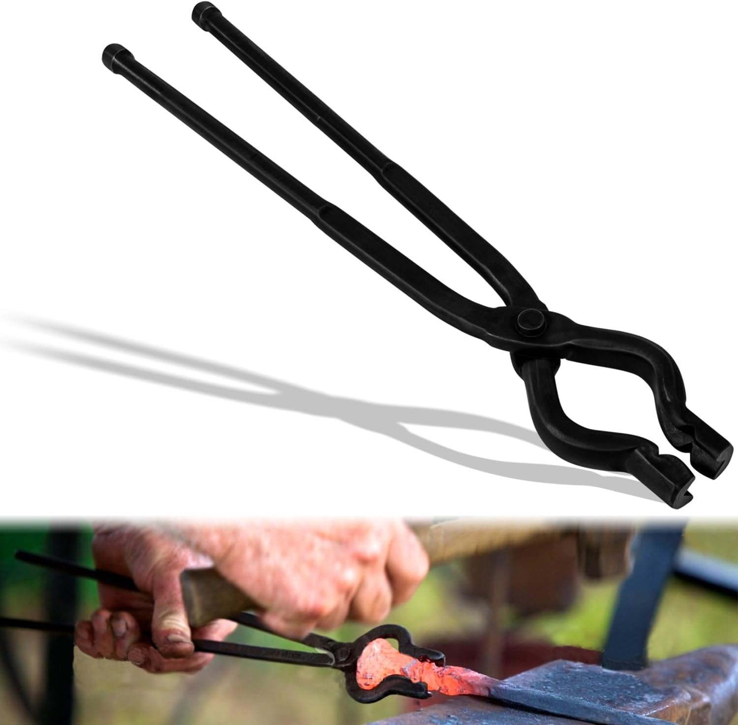 17" ZType Offset Blacksmith Tongs for Knife