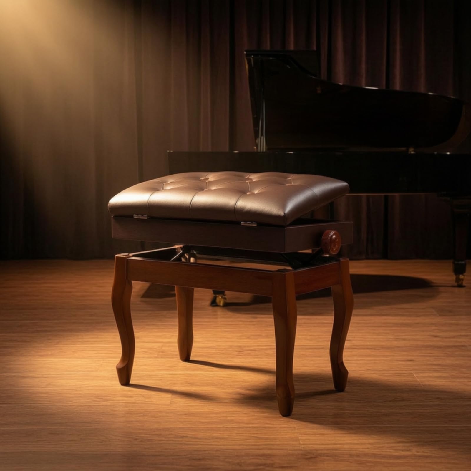 Gralara Sgabello da Regolabile Sgabello con Contenitore Imbottita per Studenti di Musica, Tastieristi, Casa, Nero, Sgabello Per Pianoforte Singolo Regolabile In Altezza Con Vano Porta Spartiti
