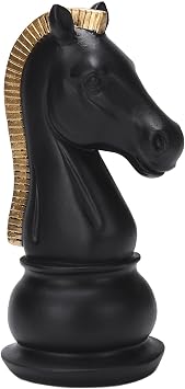 BRABUD Chess Horse Statue Resin 7.6 Tall Chess Decor Piece Knight Sculpture Home Office Study Party Desk Table Cabinet Decoration Black TQGJBS639